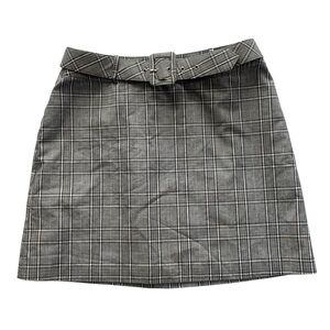 Karen Kane Gray Plaid Mini Skirt with Removable Belt Lined – Women’s 10